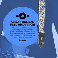 Perri’s Leathers Ltd. - Guitar Strap - Nylon - Jacquard – Royal Silver - Adjustable - for Acoustic / Bass / Electric Guitars - Made in Canada (TWS-7277)