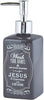Black Ceramic Wash Your Hands & Say Your Prayers Cause Jesus & Germs are Everywhere Reusable Liquid Hand Soap Dispenser, 7 1/4 Inch