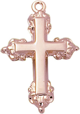 24KT Rose Gold Over Sterling Silver Fancy Edge Cross