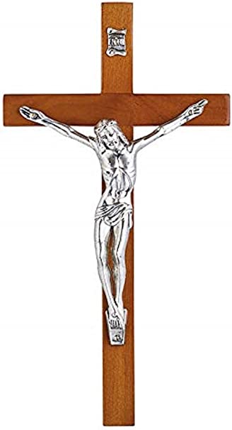 Religious, Church & Catholic Gifts, 1pc 8" Olive Wood Finish Wall Crucifix