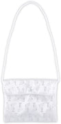 First Communion White Satin Brocade Purse with Chalice Design, 7 1/2 Inch
