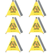 6-Pack 20" Pop-up Safety Cone Yellow Plastic Caution Wet Floor Signs with Storage Tubes Wholesale
