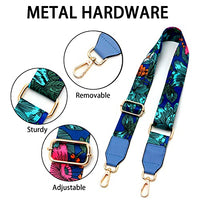 Wide Purse Strap Replacement,Flower Adjustable Guitar Style Bag Straps for Women Crossbody Handbags,Blue Leather Design at The End