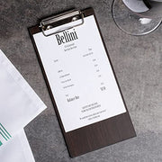 (10-Pack) 8" x 4" Natural Wood Menu Holders/Check Presenters with Clip Sleek, Contemporary Appearance Dark Brown