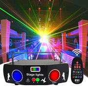 Pattern Party Lights, AMKI 5 Len 3 in 1 DJ Disco Light Strobe Light Projector by DMX 512 Control, Stage Lighting Projector Sound Activated with Remote Control for Karaoke KTV Bar Wedding Halloween