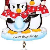 Polar X We're Expecting Penguins Personalized Christmas Tree Ornament