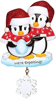 Polar X We're Expecting Penguins Personalized Christmas Tree Ornament