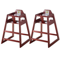 2 Pack - Ready-to-Assemble Restaurant Wood High Chair with Mahogany Finish