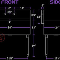 36" X 24" X 14" Bowl Stainless Steel Commercial Utility Prep 36" 1 Sink w/ 12" Wall Mounted Swing Spout Swivel Faucet with 8" Centers (Overall Dimensions: 36L" x 28W" x 41H")