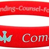 Confirmed in Christ Red Stretch Bracelet with Holy Spirit Prayer Card, Confirmation Gifts for Teenage Girl or Boys Him, 8 Inches
