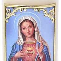 Church Supply Candle - Will and Baumer - Hand-Decorated Family Prayer Paraffin Devotional Candle with Decal, 8-Inch, Immaculate Heart