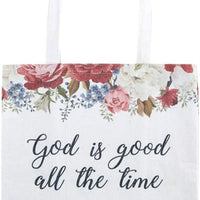 God is Good All The Time Floral Canvas Tote Bag
