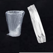 50 PACK - 9 oz. Plastic Translucent Individually Wrapped Cups and Individually Wrapped Heavy Weight White Plastic Cutlery Pack with Napkin Disposable Utensils Sets