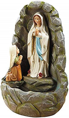 Christian Brands Our Lady of Lourdes with St. Bernadette Grotto Holy Water Font