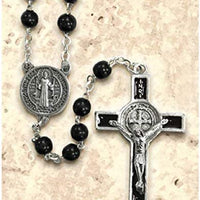 Catholic & Religious Gifts, Rosary Beads Black ST Benedict, 18.5" 6MM