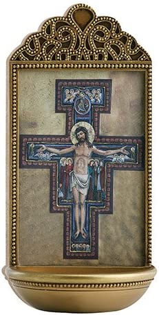 San Damiano Crucifix 6" Holy Water Font
