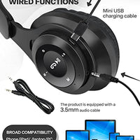 Kids Bluetooth Headphones, Wireless Headphones for Kids, Over Ear Kids Headphones with Built-in Microphone Soft Earmuffs Foldable Stereo-Bass Aux 3.5mm Cord, Children's Headsets for Boy Girl (Black)