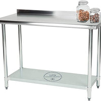 30" x 48" 18 Gauge 430 Stainless Steel Work Table with Undershelf and 2" Rear Upturn