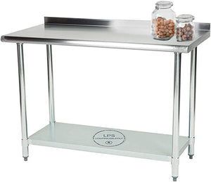 30" x 48" 18 Gauge 430 Stainless Steel Work Table with Undershelf and 2" Rear Upturn