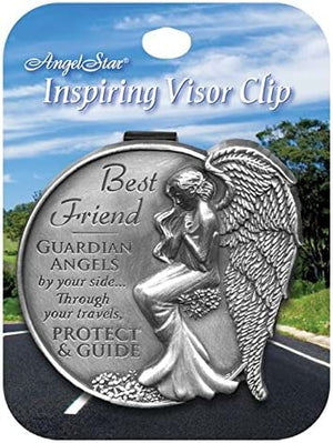 Best Friend Guardian Angel Visor Clip Accent, 2-1/2-Inch , Silver