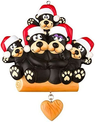 Polar X Black Bear Family 5 Personalized Christmas Tree Ornament