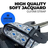 Perri’s Leathers Ltd. - Guitar Strap - Nylon - Jacquard – Royal Silver - Adjustable - for Acoustic / Bass / Electric Guitars - Made in Canada (TWS-7277)