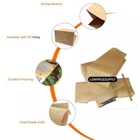 Pack of 100, Solid 1/2 Lb Kraft Tin Tie Coffee Bags with Reclosable Tin Tie For Food Packaging 7 3/4"x3 3/8"x2 1/2"