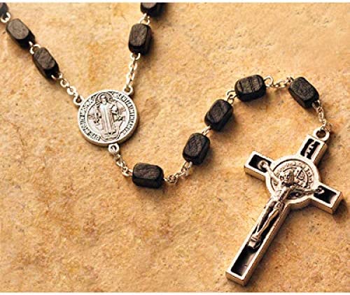 Catholic & Religious Gifts, Rosary Beads ST Benedict Black, 20" 7MM