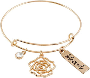 Living Grace Blessed is She Mother's Day Gold Toned Bangle Bracelet