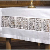 Latin Cross and IHS Lace Altar Runner