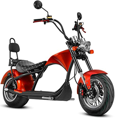 eAhora DOT Approved M1 2 Seat Electric Motorcycle for Adults, 37MPH 2000W Motor 60V 30Ah Lithium Battery 40 Miles Range, Full Suspension Dual Hydraulic Brakes, 2 Person Commuting Street Legal Scooter