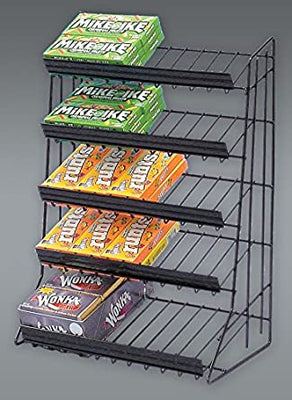 5-Tier Candy Rack Waterfall Merchandiser in Black - 21 H x 15 W x 9 D Inches