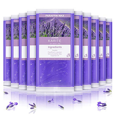 KARITE Paraffin Wax Refills, 10 Pack Lavender Scented Paraffin Wax Beads Blocks for Paraffin Bath, Paraffin Wax Machine Refills for Hand Feet Dry Skin, Relieve Stiff Muscles and Pain, Deep Hydration