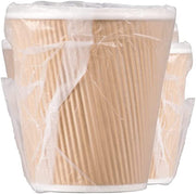 50 PACK 10 oz. Hotel Motel Room Kraft Ripple Individually Wrapped Paper Hot Paper Cups