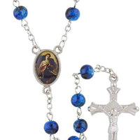 Mary, Untier of Knots Rosary Set Glass Beads and Metal Crucifix with Prayer Pamphlet and Case