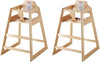 2 Pack Ready-to-Assemble Restaurant Wood High Chair with Natural Finish