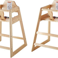 2 Pack Ready-to-Assemble Restaurant Wood High Chair with Natural Finish