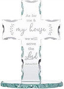 Christian Brands We Will Serve The Lord Standing Glass Cross