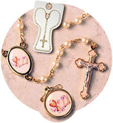 Catholic & Religious Gifts, ROSARY GIFT SET W/16" GOLD CHAIN ROSARY & LAPEL PINN