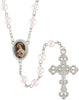 Pink Fake Pearl Saint Therese Flower of Jesus Rosary with Pouch, Confirmation Gifts for Teenage Girl