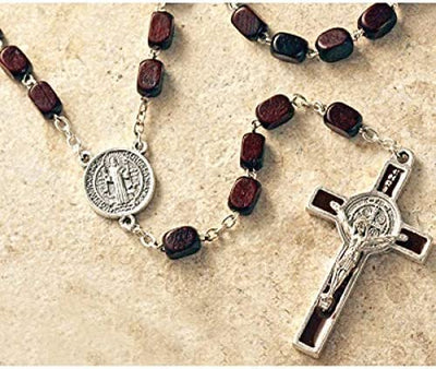 Catholic & Religious Gifts, Rosary Beads ST Benedict Brown, 20