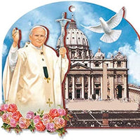 Catholic & Religious Gifts, Plaque Wooden ST John Paul II 5.5"x4.75"