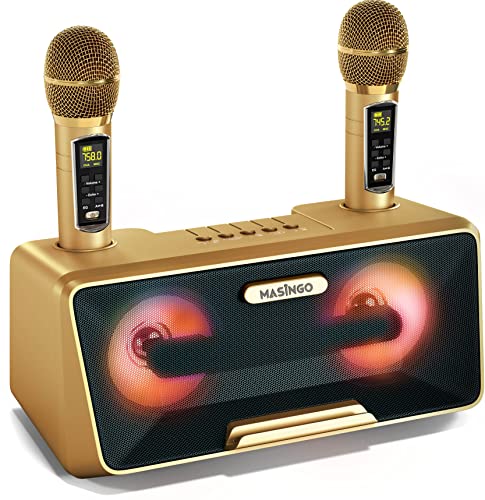 Bluetooth Karaoke Microphone with LED Lights, Portable Handheld Karaoke  Microphone Speaker Gold 