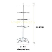 4 Tier Wire Floor Spinner Display Rack in Chrome 63.5 H x 24.5 D with 24 Peg