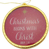 Catholic Christmas Begins with Christ John 3:16 Tree Ornament, 2 3/4 Inch
