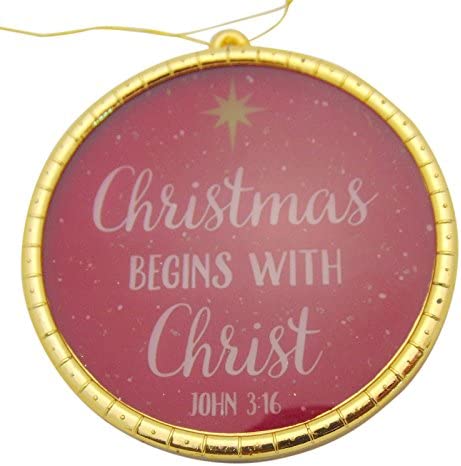 Catholic Christmas Begins with Christ John 3:16 Tree Ornament, 2 3/4 Inch