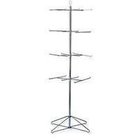 4 Tier Wire Floor Spinner Display Rack in Chrome 63.5 H x 24.5 D with 24 Peg