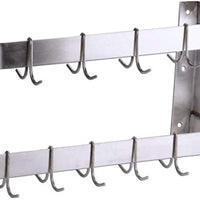 48" Wall Mounted Restaurant Stainless Steel Double Pot Rack with 18 Hooks