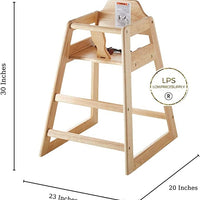 2 Pack Ready-to-Assemble Restaurant Wood High Chair with Natural Finish