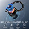 Wireless Earbud Bluetooth 5.3 Headphones Sport Earphones in Ear 48H Playback Stereo Noise Cancelling Earbud with Dual Mic LED Display, Over-Ear Earhooks Ear Buds IP7 Waterproof Headset for Running Gym